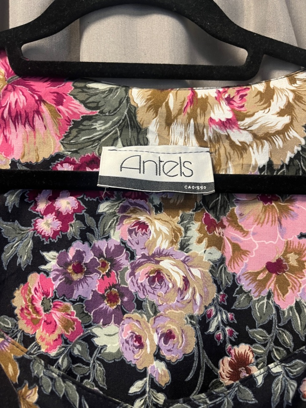 Vintage black floral long dress